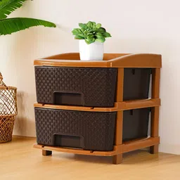 Kuber Industries Coffee Brown Self Design 2 Layer Multi-Utility Organiser 19 Ltr image 1