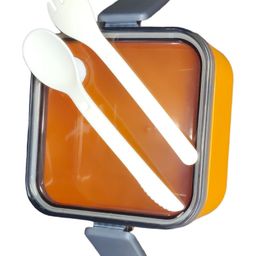 FunBlast Plastic Lunch Box with Spoon & Fork  - Yellow image 5