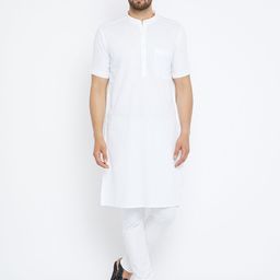 even Men White Solid A-Line Kurta-image-80
