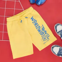 Pantaloons Junior Yellow & Blue Cotton Printed Shorts-picture-0