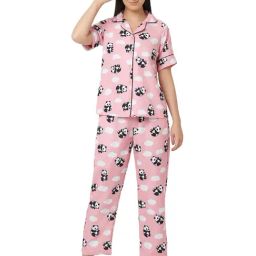 Smarty Pants Pink Printed Shirt With Lounge Pants-image-96