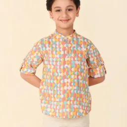 Fabindia Kids Multicolor Printed Full Sleeves Short Kurta-picture-16