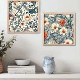 WALLLANE Brown & Blue 2 Piece Wood Floral and Botanical Wall Paintings-image-12