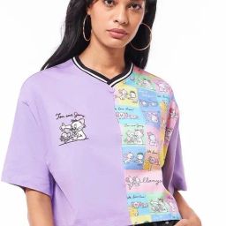 Bewakoof Purple Printed Crop T-shirt-image-65