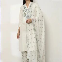 Rangriti Off White Regular Fit Printed Dupatta-picture-5