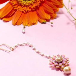 Zeneme Gold Plated Floral Style Attractive Pearls Maang Tikka-image-70
