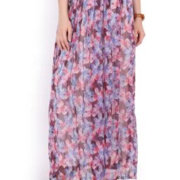 Scorpius Purple Floral Print Skirt-image-89