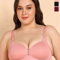 KOMLI Pack Of 3 Lightly Padded Everyday Minimiser Bra-6