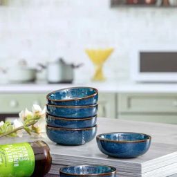 Goodhomes Blue Stoneware Chatni Bowls (0.05 L) - Set of 6-1