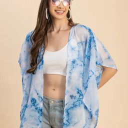 Moomaya Blue & White Printed Shrug-picture-20
