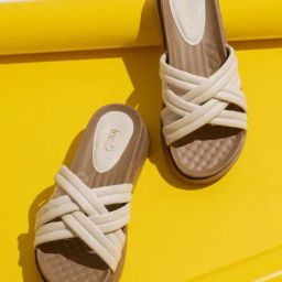 Inc.5 Women's Cream Cross Strap Sandals-image-92