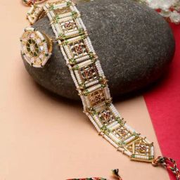 Zeneme Gold Plated Stone Studded Borla Matha Patti-10