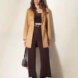 Vero Moda Brown Polyester Regular Fit Textured Coat-picture-0