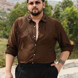 Instafab Plus Men Plus Size Comfort Fit Textured Spread Collar Casual Shirt-picture-35