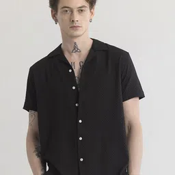 Snitch Men Relaxed Fit Cuban Collar Textured Cotton Casual Shirt-image-20