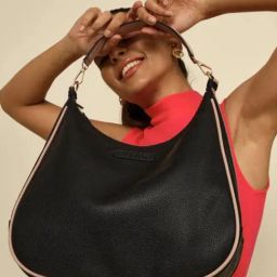 THE GUSTO Black & Beige Solid Medium Hobo Handbag-47