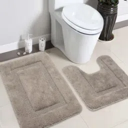 Saral Home Grey Cotton 2222 GSM Bath & Contour Mat Set-image-79