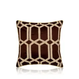 Home4U Natalaya Brown & Beige Dupion Cushion Cover - Set of 1-image-37