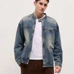 The Bear House Blue Cotton Regular Fit Solid Casual Jacket-picture-7