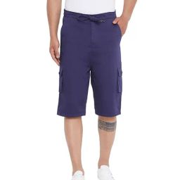 Hypernation Navy Regular Fit Cargo Shorts-picture-32