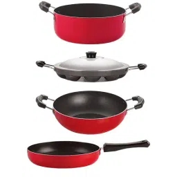 Nirlon Non-Stick Red Aluminium Gas Compatible Cookware Set of 4 Pieces-16