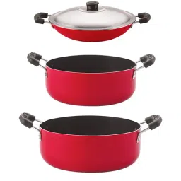 Nirlon Non-Stick Red Aluminium Kitchenware Set of 3-Pieces-34