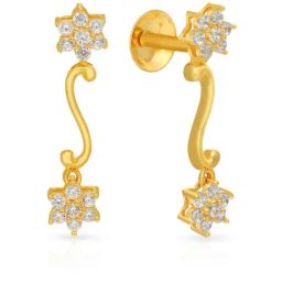 Malabar Gold and Diamonds 22k Yellow Gold Floral Earrings for Women-image-100