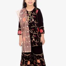 Little Bansi Kids Violet Embroidered Suit Set-image-39