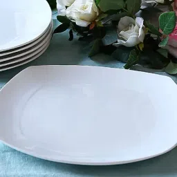 Clay Craft White Ceramic Square Dinner Plate (25cm)-image-60