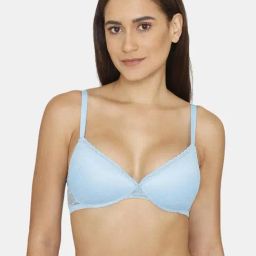Rosaline by Zivame Light Blue Lace Padded Bra-image-87