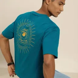 Dillinger Blue Cotton Loose Fit Printed T-Shirt-picture-24