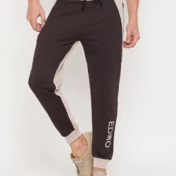 EDRIO Brown & Beige Colour-Block Joggers-image-75