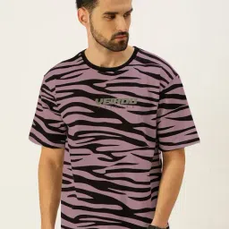 Veirdo Lilac & Black Printed Oversized T-Shirt-image-112