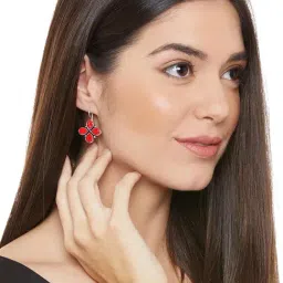 Imli Street Red & Silver Drop Earrings-18