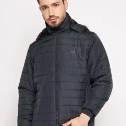 Duke Navy Blue Regular Fit Quilted Hooded Jacket-12