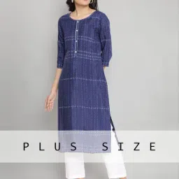 Aurelia Navy Printed Straight Kurta-image-60