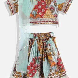 READIPRINT FASHIONS Kids Multicolor Printed Lehenga, Choli with Dupatta-image-80