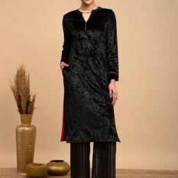Pink Fort Black Regular Fit Kurta-image-38