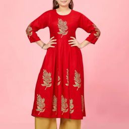 Aarika Kids Red Cotton Printed Kurti-image-93