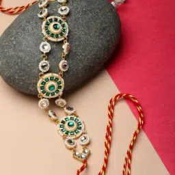 Zeneme Gold Plated Stones Studded Beaded Matha Patti-picture-36