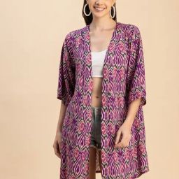 Moomaya Purple Printed Shrug-10