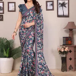 Moda Rapido Beads and Stones Poly Georgette Saree-image-84