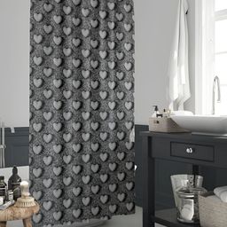 ArtzFolio Black and Grey Geometric Printed Waterproof Shower Curtain-4