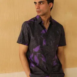 Andamen Black Cotton Regular Fit Printed Shirt-picture-13