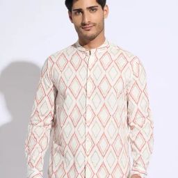 Indus Route by Pantaloons Cloud Pink Regular Fit Print Shirts-image-14