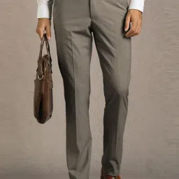 Louis Philippe Brown Slim Fit Texture Trousers-picture-44