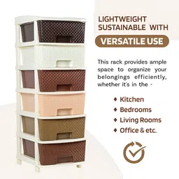 Kuber Industries Brown & White Textured 6-Layer Modular Storage Drawer image 3