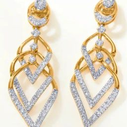 P.N.Gadgil Jewellers 14KT BSI Hallmarked Yellow Gold Shadow Sparkle Drop Earring for Women-image-82