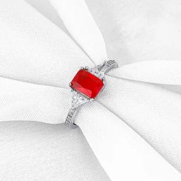 GIVA 92.5 Sterling Silver Red Baguette Adjustable Ring for Womens and Girls-image-62