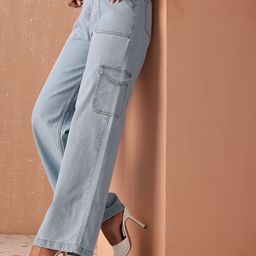 all about you Women Wide Leg High-Rise Stretchable Cargo Jeans-image-88